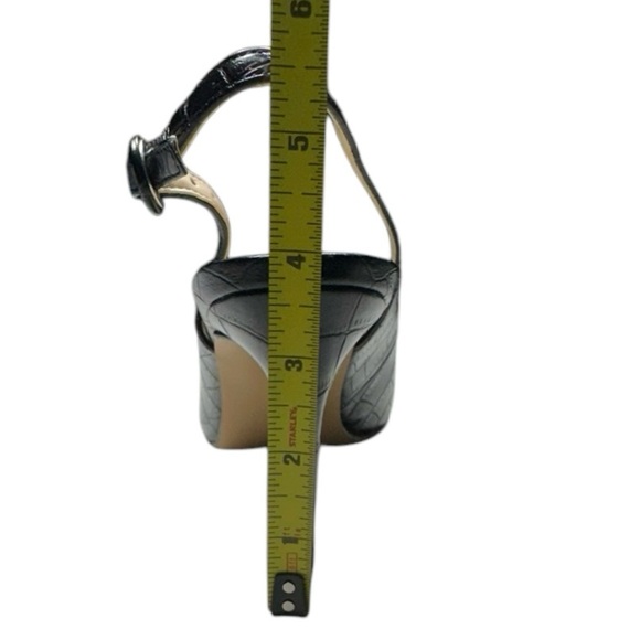 Marc Fisher Dezzle Black Croc Embossed Adjustable Slingback Pumps Size 8.5 - Picture 9 of 11